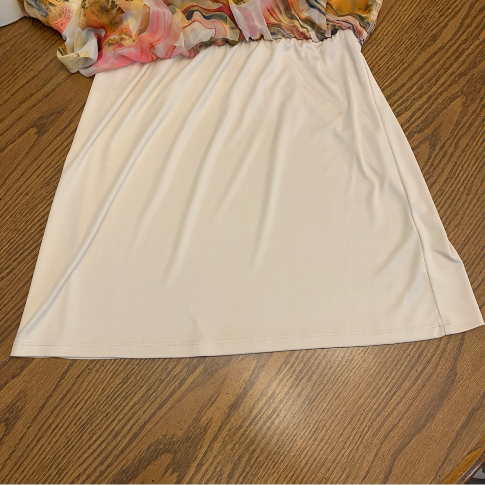 Luxology Swirl-Print Lined Lace Overlay Low Back Sleeveless Dress - Picture 13 of 14